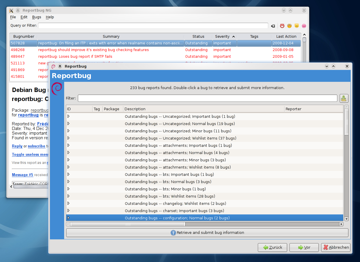 reportbug and reportbug-ng
